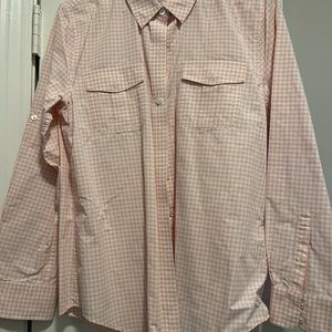 Vineyard Vines size 8 relaxed pink and white button up cotton shirt